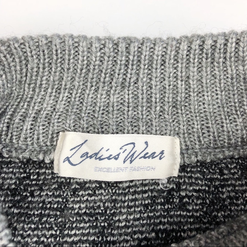 Multi-Patterned Houndstooth Mock Neck Knit Sweater - image 5